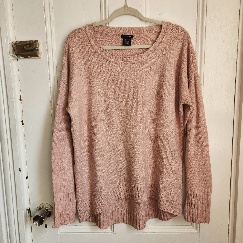 Calvin Klein Jeans Light Pink Textured Sweater Cotton Blend Oversized Soft XXL